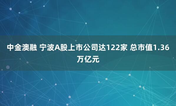 中金澳融 宁波A股上市公司达122家 总市值1.36万亿元