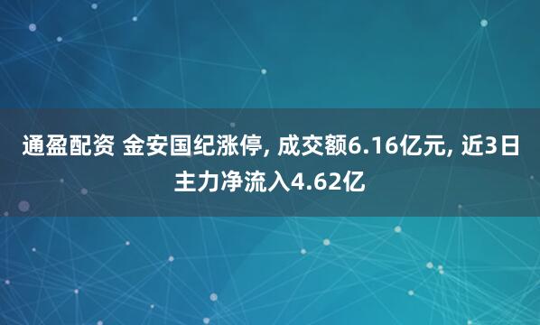 通盈配资 金安国纪涨停, 成交额6.16亿元, 近3日主力净流入4.62亿